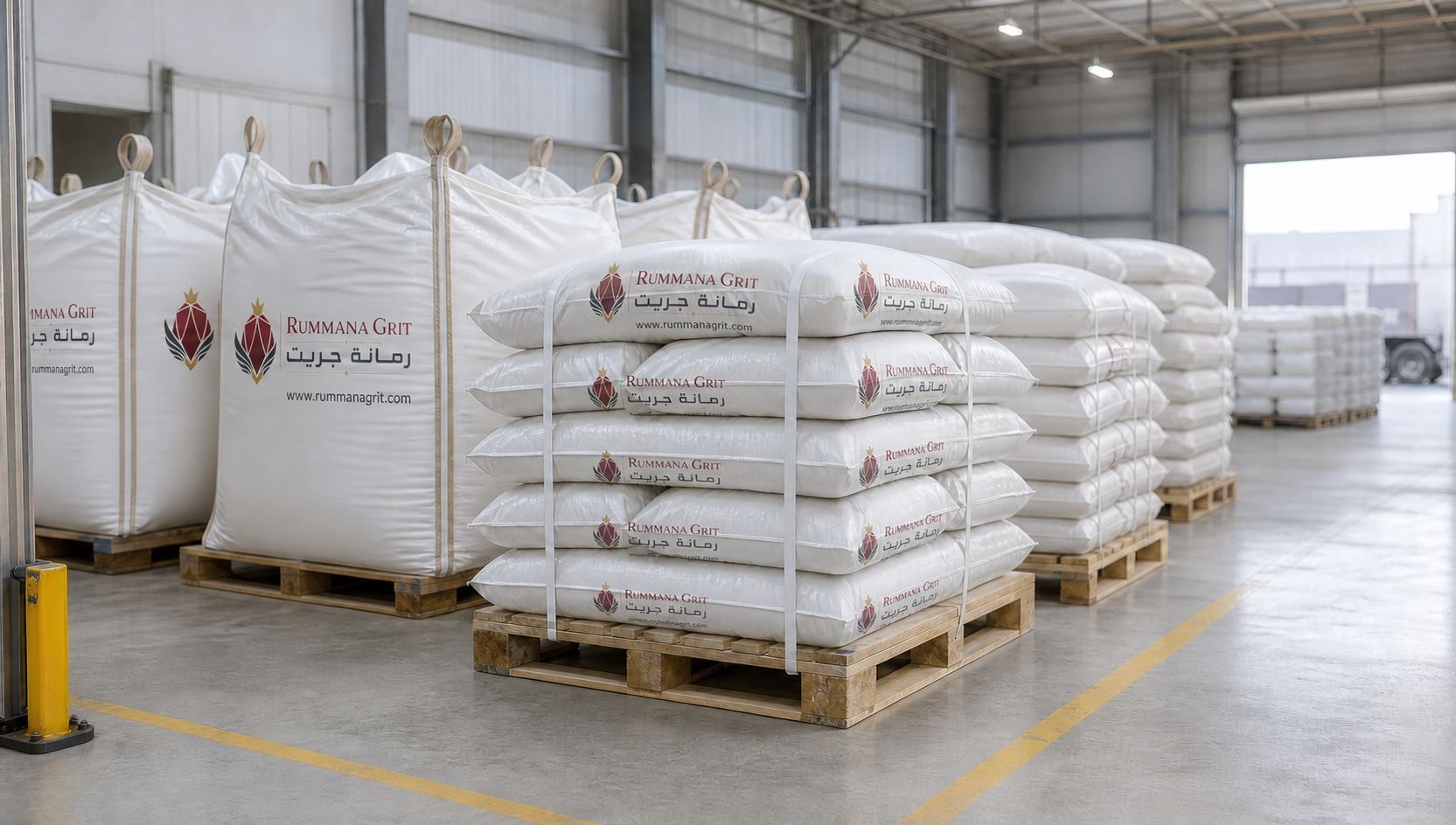 Rummana Garnet warehouse with branded bulk sacks